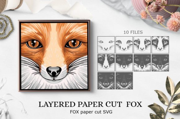 3D Fox Layered Paper Cut SVG Design for Shadow Box Creations