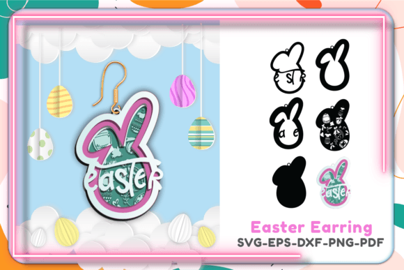 3D Layered Easter Bunny Earrings for Laser Cutting Projects