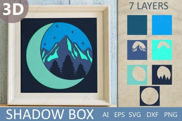 3D Layered Papercut Mountain for Crafts and Graphics