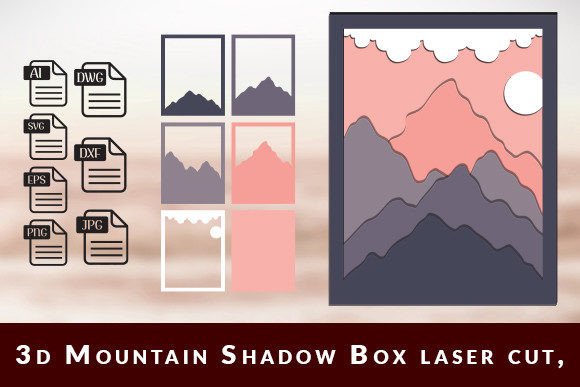 3D Mountain Shadow Box Laser Cut: A Versatile Design Asset for Creative Projects