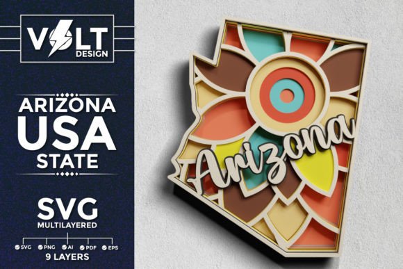 Arizona USA State 3D SVG Paper Cut for Creative Marketplace Use