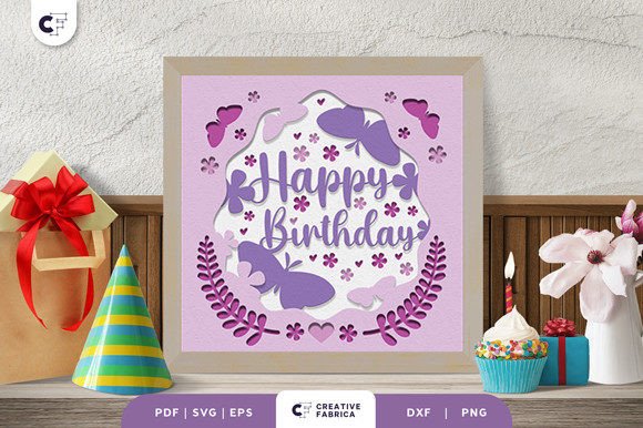 Birthday Butterfly 3D Shadowbox Papercut – A Versatile Graphic Design Asset for Creative Sellers