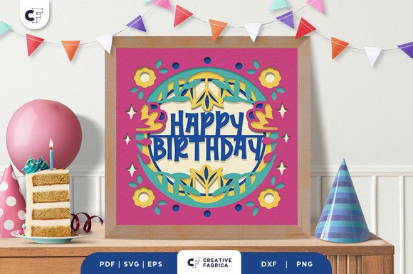 Birthday Flowers 3D Shadow Box Paper Cut: A Versatile SVG Asset for Creative Publishing