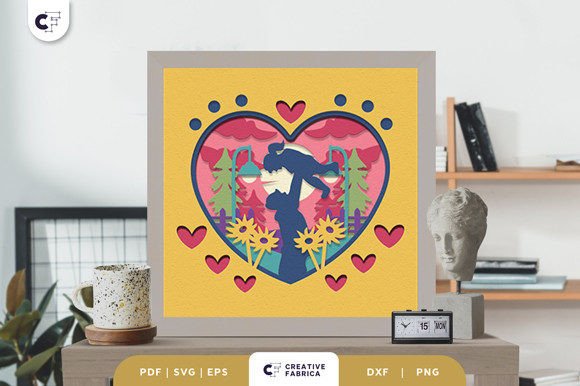 Dad Play with Daughter 3D Shadow Box SVG for Father’s Day Projects