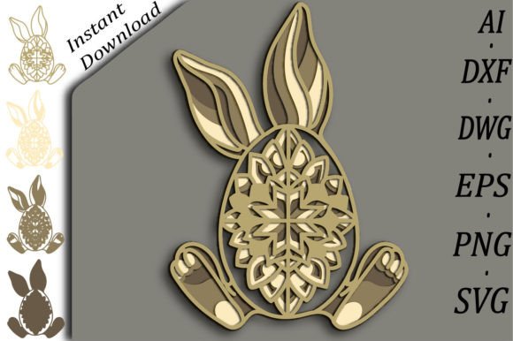 Easter Bunny Multilayer SVG 3D Design for Laser Cutting in Spring Amp Projects