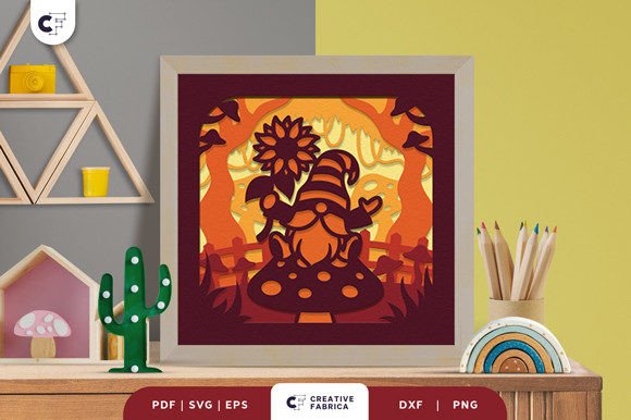 Fairytale Gnome 3D Shadow Box Paper Cut: A Magical SVG for Fantasy Branding