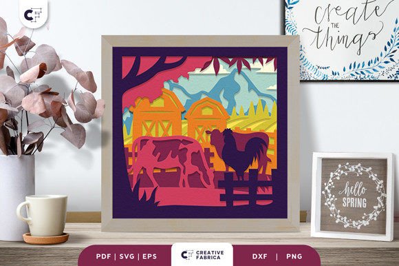Farm Village 3D Layered Paper Cut: A Seasonal 3D SVG for Creative Sellers