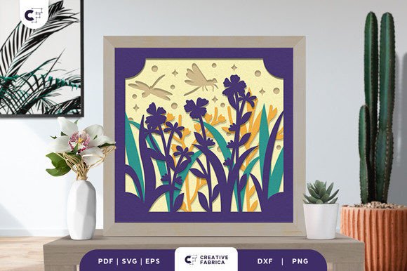 Field Meadow 3D Shadow Box Papercut: A Spring-Inspired SVG for Seasonal Creations