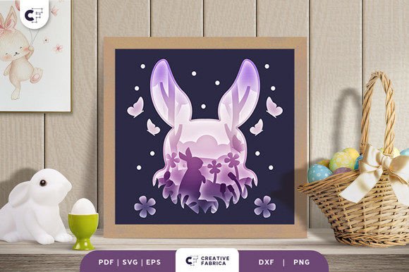 Floral Bunny Easter 3D SVG Shadow Box for Crafters