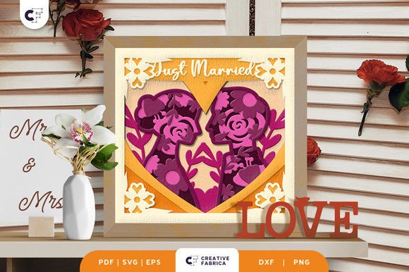 Floral Couple Silhouette 3D SVG for Table Decorations