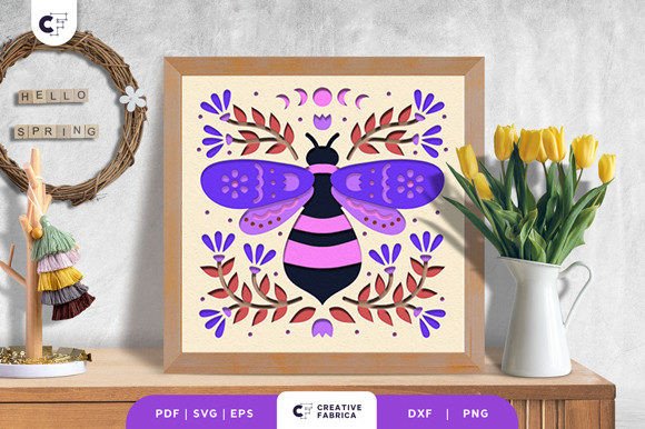 Honey Bee Folk Art 3D SVG for Seasonal Design Projects