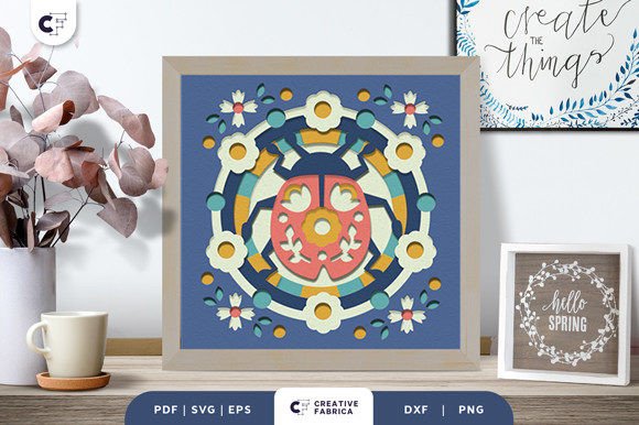 Ladybug Folk Art 3D Shadow Box Paper Cut: A Spring Seasonal SVG for Creative Sellers