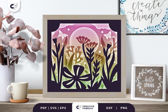 Meadow Landscape 3D Shadow Box Papercut: A Spring-Inspired SVG for Seasonal Design Projects