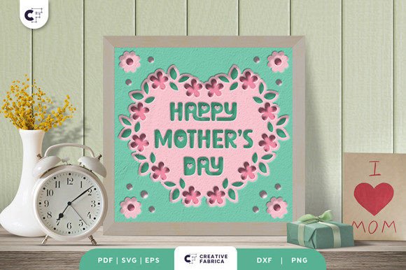 Mother’s Flower Heart Shape 3D SVG for Holiday Creations