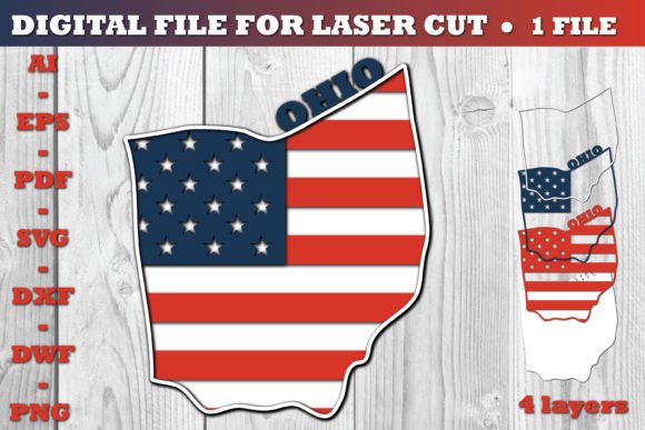 Ohio USA 3D SVG Flag for Crafts and Graphics