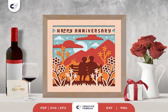 Old Couple Anniversary 3D SVG Graphic for Marketing