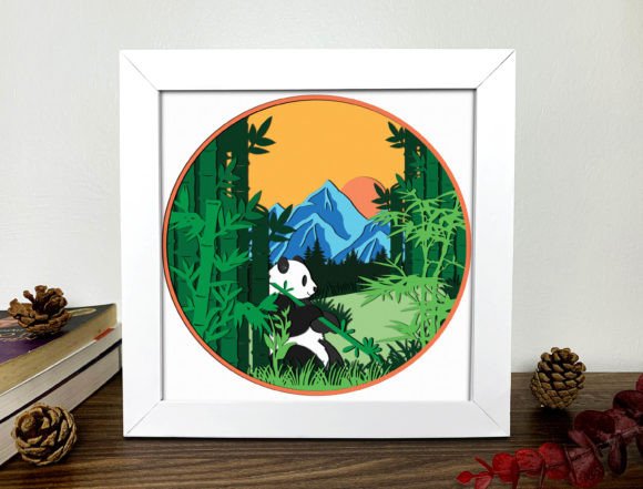 Panda Shadow Box 3D SVG for Creative Marketplaces