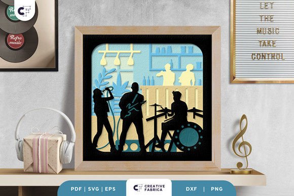People Playing Music 3D Shadow Box for Lifestyle Branding