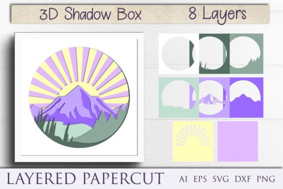 Shadow Box Mountain 3D Papercut for Laser Cutting Projects
