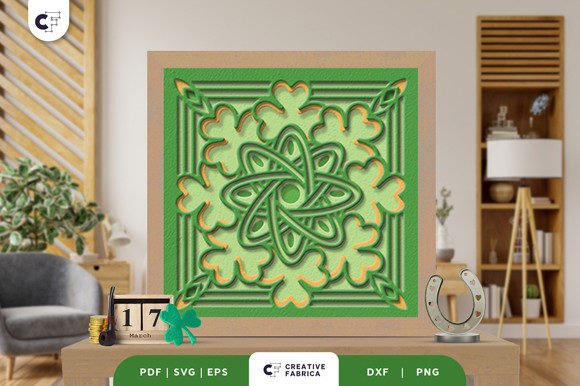 Shamrock Celtic Knot 3D SVG for Holiday Branding