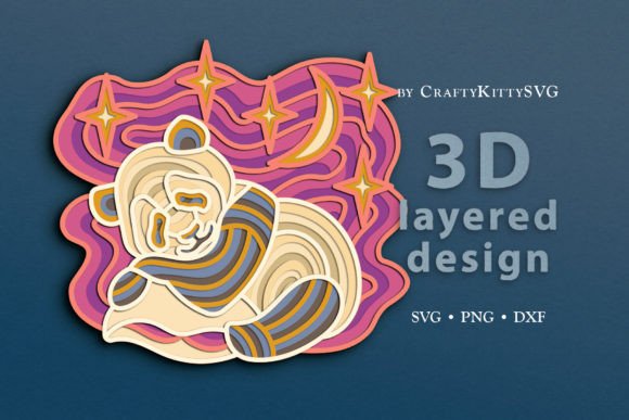 Sleeping Panda 3D Layered SVG Cut File for Laser Cutting Wall Decor