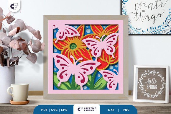 Spring Butterfly 3D SVG Shadow Box for Seasonal Branding