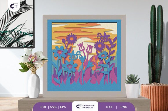 Spring Floral Meadow 3D SVG for Seasonal Editorial Design