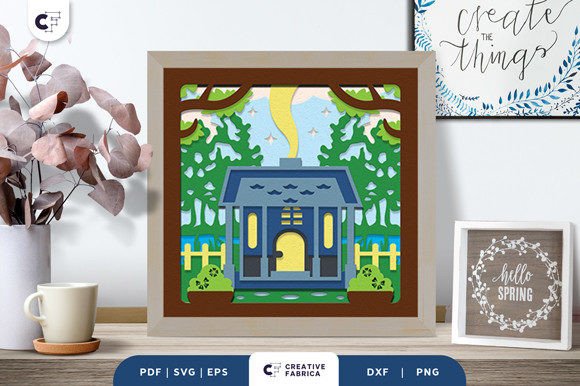 Spring Home 3D Shadow Box Paper Cut: A Seasonal SVG Design for Creative Projects