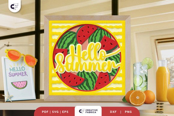 Summer Watermelon 3D SVG Shadow Box for Seasonal Design Projects