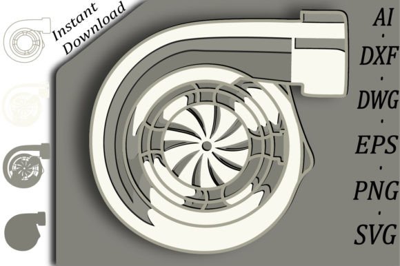 Turbine Multilayer SVG 3D Layered: A Dynamic Laser Cutting Design for Wall Decor