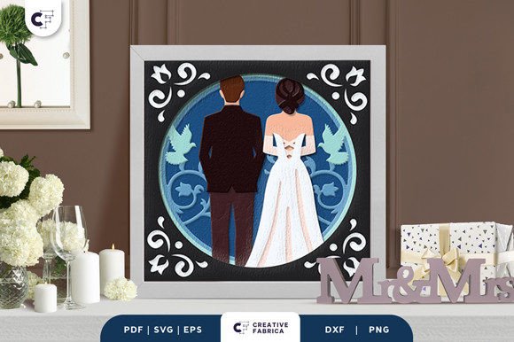 Wedding Couple from Back 3D SVG for Table Decorations