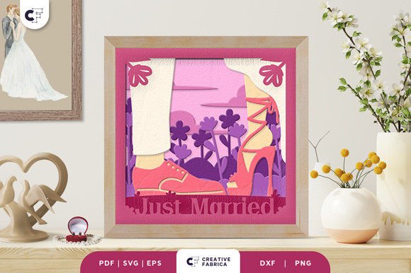 Wedding Couple Shoes 3D SVG for Table Decorations