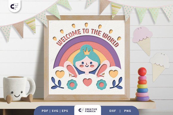 Welcome to the World 3D Shadow Box SVG for Baby Branding